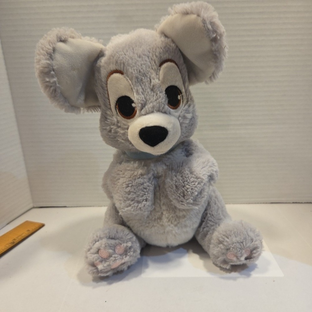 Disney Parks Lady & The Tramp Scamp Baby Plush Dog 10" Gray Puppy Stuffed Animal